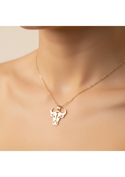 8 Ayar Altın Kolye Ucu Boğa GM6798 0.5 gr