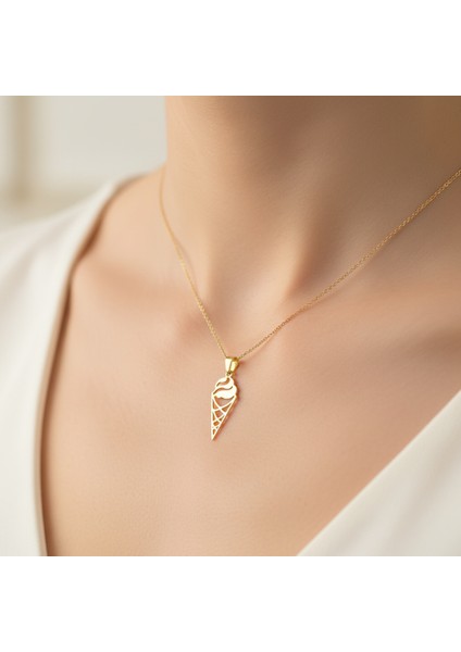 8 Ayar Altın Kolye Ucu Dondurma Külahı GM7191 0.5 gr