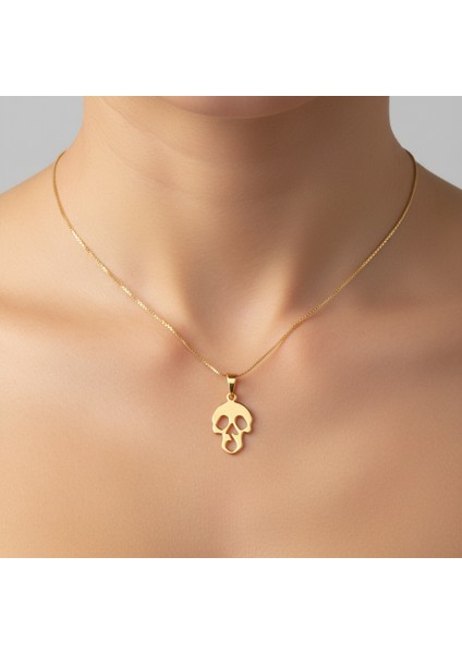 8 Ayar Altın Kolye Ucu Kafatası GM8041 0.5 gr