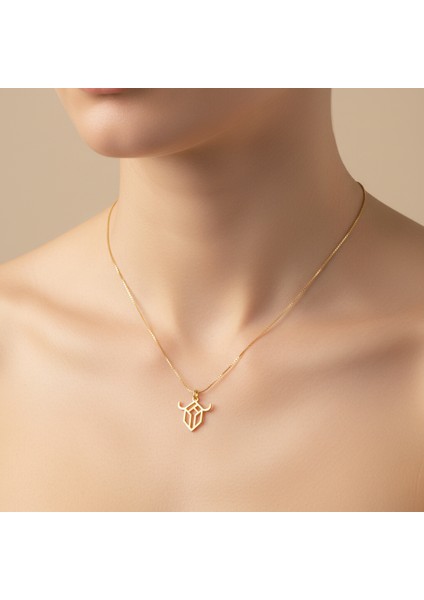 14 Ayar Altın Kolye Ucu Boğa GM5336 0.5 gr