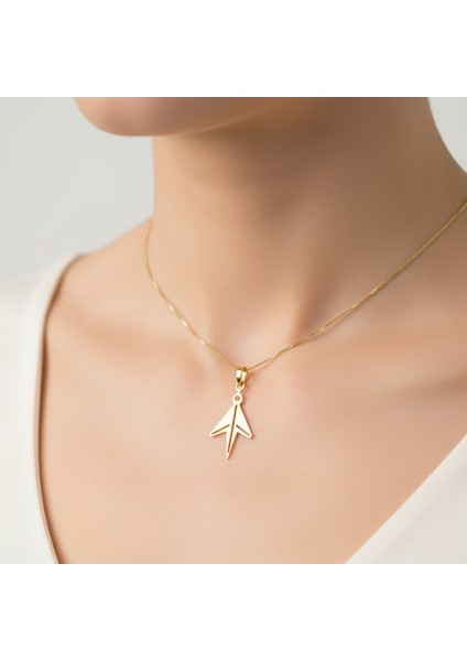 8 Ayar Altın Kolye Ucu Kağıttan Uçak GM7761 0.5 gr