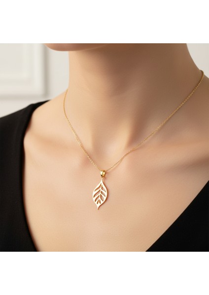 14 Ayar Altın Kolye Ucu Yaprak GM7303 0.5 gr