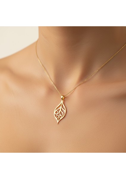 14 Ayar Altın Kolye Ucu Yaprak GM7307 1 gr