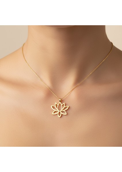 14 Ayar Altın Kolye Ucu Lotus GM7442 0.5 gr