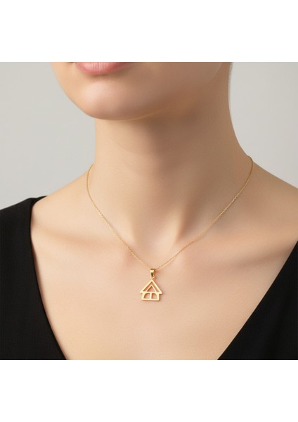 14 Ayar Altın Kolye Ucu Ev GM7172 1 gr