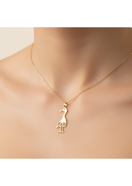 8 Ayar Altın Kolye Ucu Leylek GM8119 0.5 gr