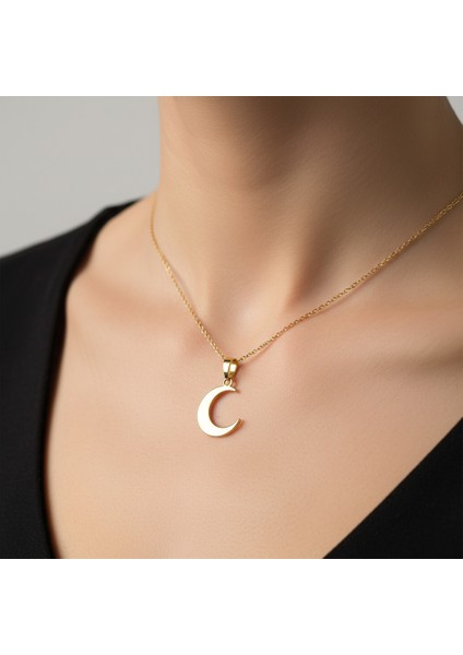 8 Ayar Altın Kolye Ucu Ay GM7539 1 gr