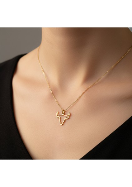 8 Ayar Altın Kolye Ucu Boğa GM6794 0.5 gr