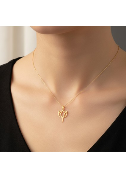 14 Ayar Altın Kolye Ucu Lale GM8350 1 gr
