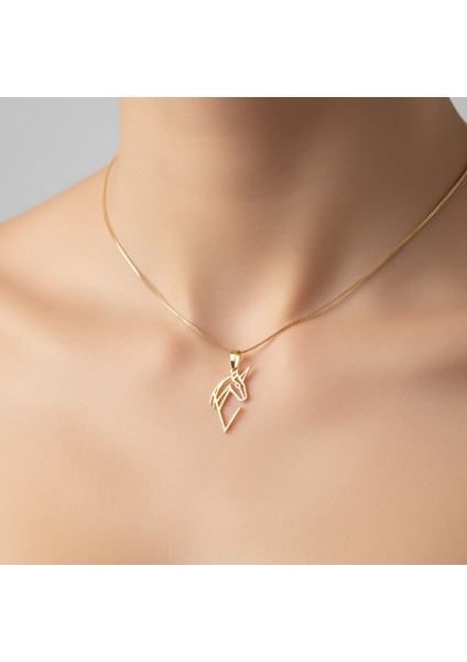 14 Ayar Altın Kolye Ucu Tek Boynuzlu At GM8397 0.5 gr