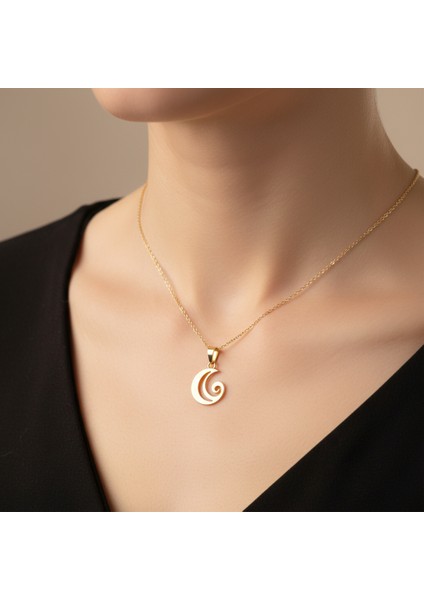 14 Ayar Altın Kolye Ucu Dalga GM8451 0.5 gr