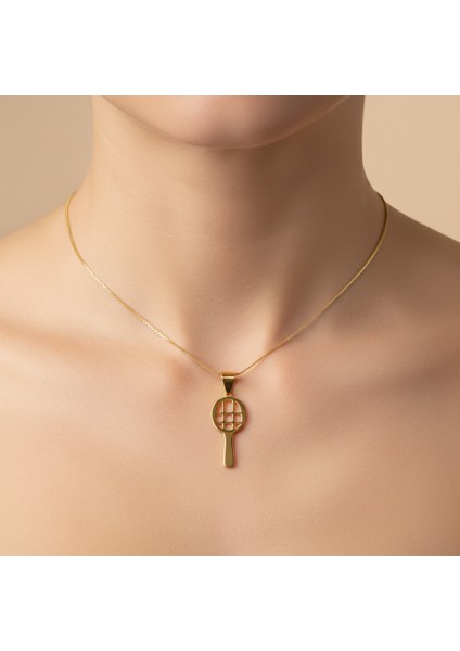 14 Ayar Altın Kolye Ucu Badminton Raketi GM9079 0.5 gr