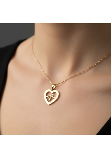 8 Ayar Altın Kolye Ucu Kalp Atışı GM7121 0.5 gr