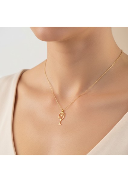 8 Ayar Altın Kolye Ucu Şarap Kadehi GM8919 1 gr