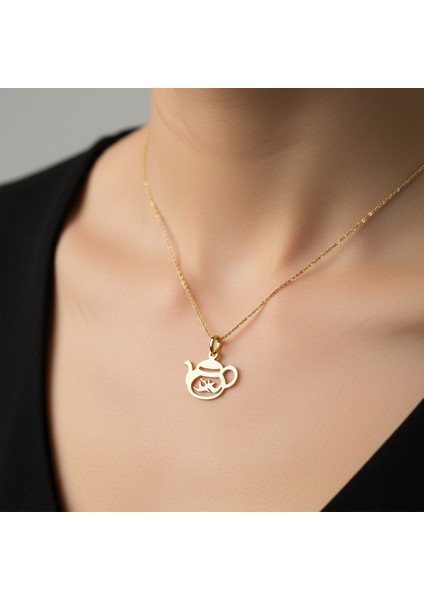 8 Ayar Altın Kolye Ucu Çaydanlık GM9102 1 gr