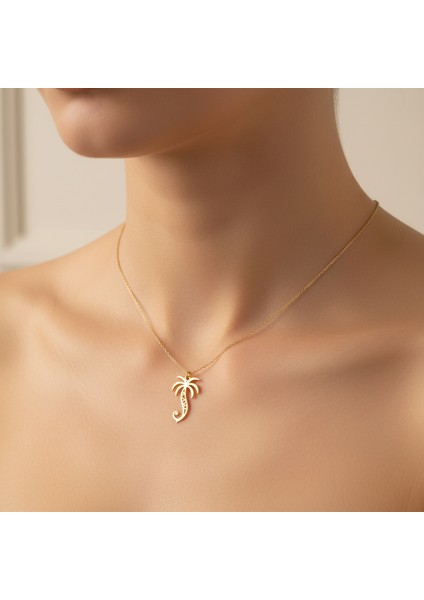 8 Ayar Altın Kolye Ucu Palmiye Ağacı GM8506 0.5 gr