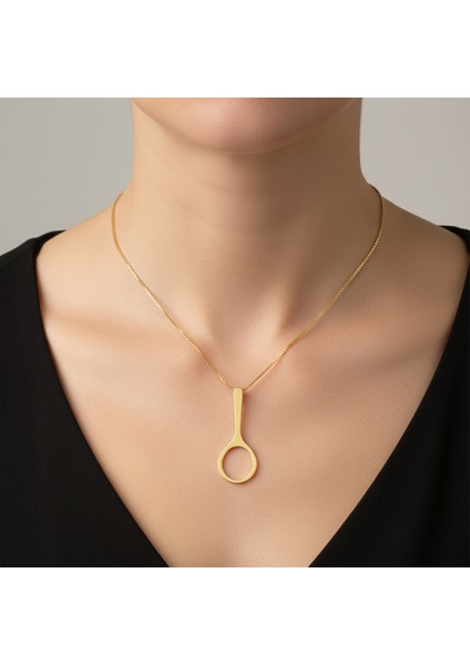 14 Ayar Altın Kolye Ucu Badminton Raketi GM9077 0.5 gr