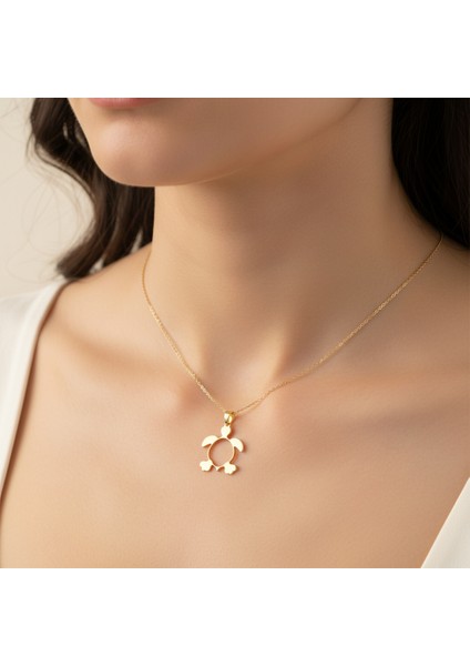 14 Ayar Altın Kolye Ucu Kaplumbağa GM8382 0.5 gr