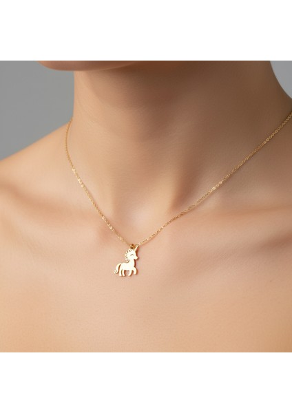 14 Ayar Altın Kolye Ucu Tek Boynuzlu At GM8392 1 gr