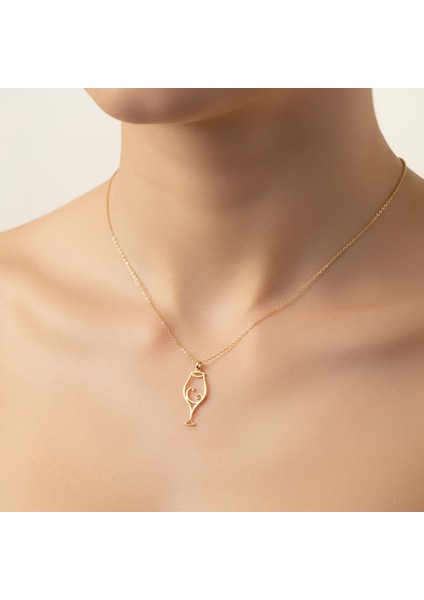 14 Ayar Altın Kolye Ucu Şarap Kadehi GM8920 1 gr