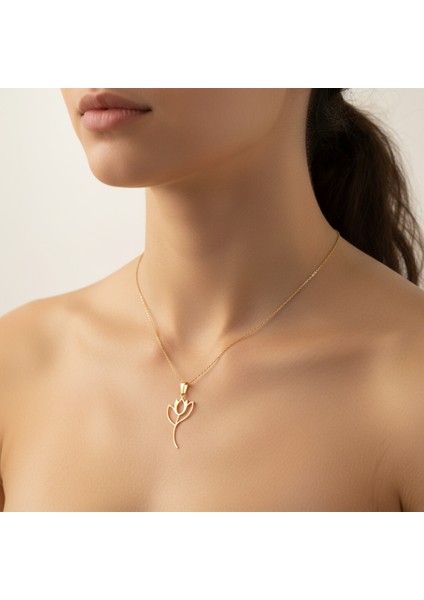 14 Ayar Altın Kolye Ucu Lale GM8355 1 gr