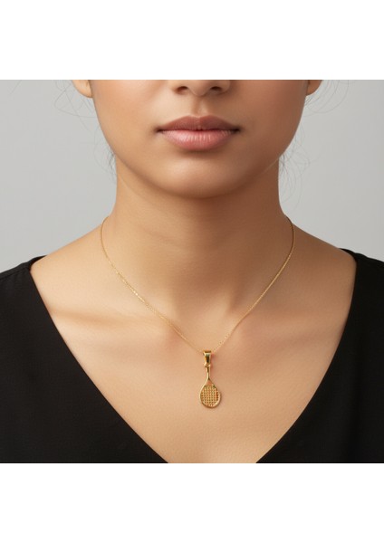 14 Ayar Altın Kolye Ucu Badminton Raketi GM9080 1 gr