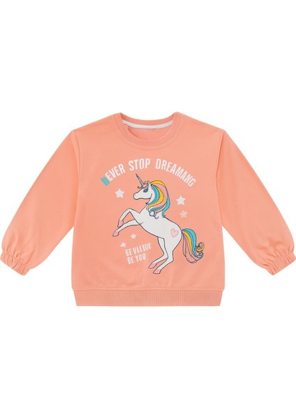 Never Stop Dreaming Unicorn Baskılı Somon Kız Çocuk Eşofman Takımı fırsatları