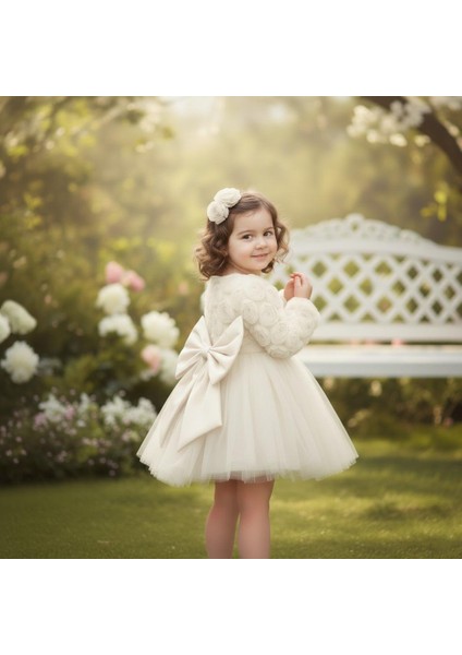 Kız Bebek Gül Desenli Fiyonk Lu Şık Özel Gün Abiye Elbise 0-5 Yaş fiyatları
