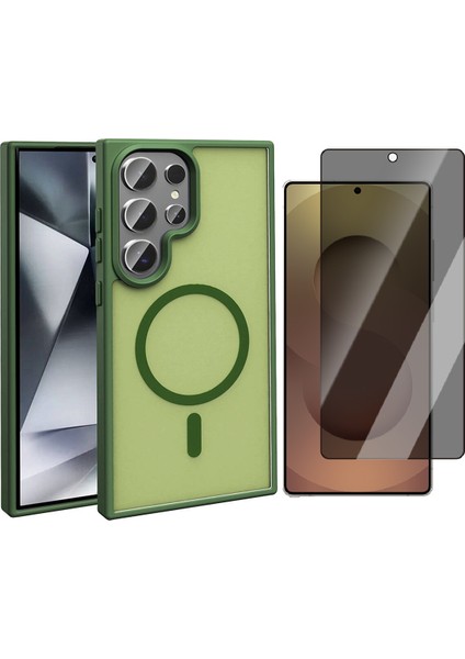 Galaxy S24 Ultra Kılıf Magsafe Şarj Özellikli Mat Arka Yüzey Vendas Sio Kapak + Hayalet Ekran Koruyucu