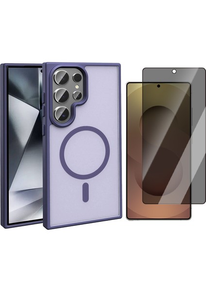 Samsung Galaxy S24 Ultra Kılıf Magsafe Şarj Özellikli Mat Arka Yüzey Vendas Sio Kapak + Hayalet Ekran Koruyucu