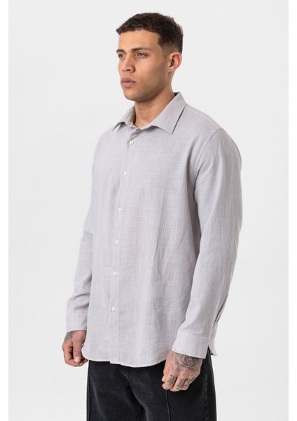 Uzun Kollu Basic Oversize Gömlek Gri fırsatları