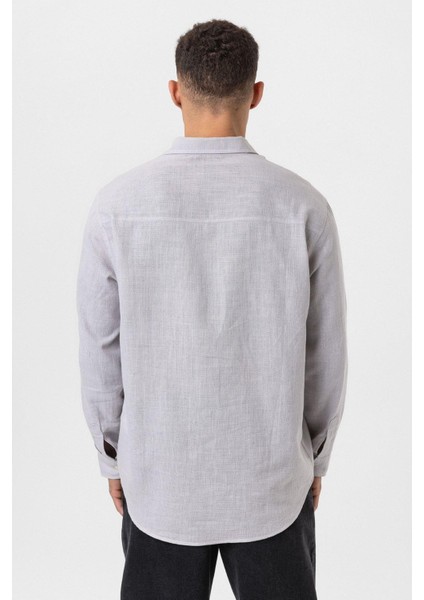 Uzun Kollu Basic Oversize Gömlek Gri indirimleri