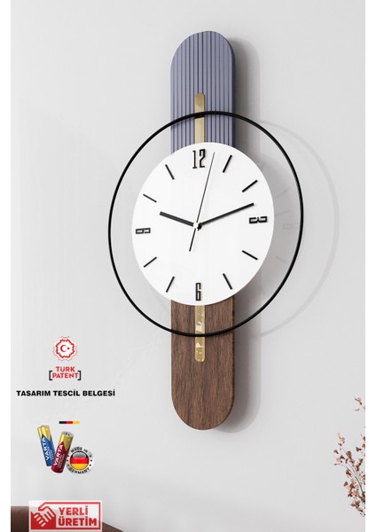 Beyaz Sahra Elegant Plus Black Fred Serisi - Modern Dekoratif Duvar Saati