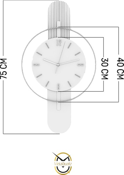 Beyaz Sahra Elegant Plus Black Fred Serisi - Modern Dekoratif Duvar Saati fiyatları