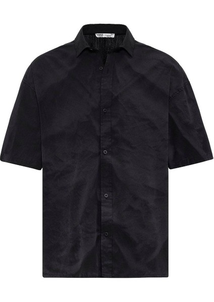 Oversize Yıkamalı Poplin Gömlek Siyah fiyatları