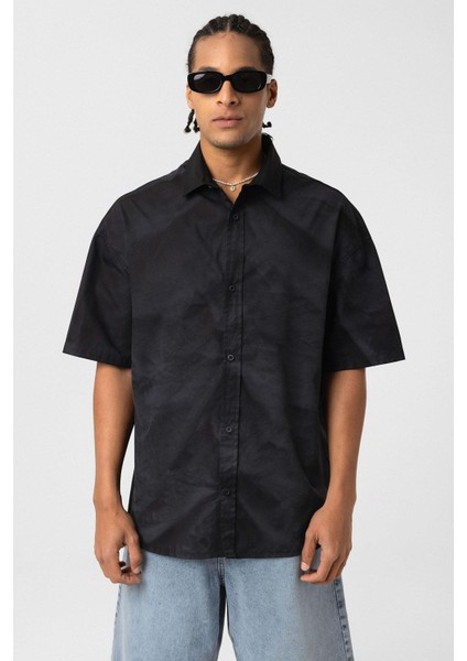 Oversize Yıkamalı Poplin Gömlek Siyah modelleri