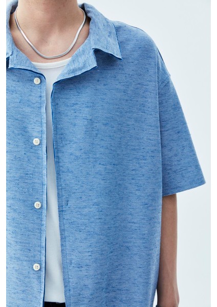 Oversize Keten Gömlek Indigo fırsatları