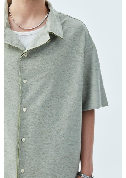 Oversize Keten Gömlek Haki fırsatları