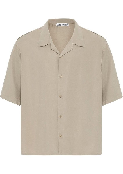 Yıkamalı Oversize Kısa Kol Gömlek Haki fiyatları