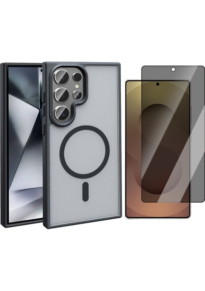 Samsung Galaxy S24 Ultra Kılıf Magsafe Şarj Özellikli Mat Arka Yüzey Zore Sio Kapak + Hayalet Ekran Koruyucu