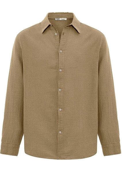 Oversize Uzun Kol Müslin Kumaş Gömlek Haki fırsatları