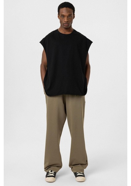 Basic Bel Lastikli Eşofman Alt Haki