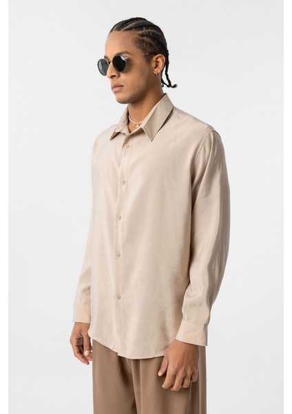 Oversize Modal Kumaş Gömlek Bej fırsatları