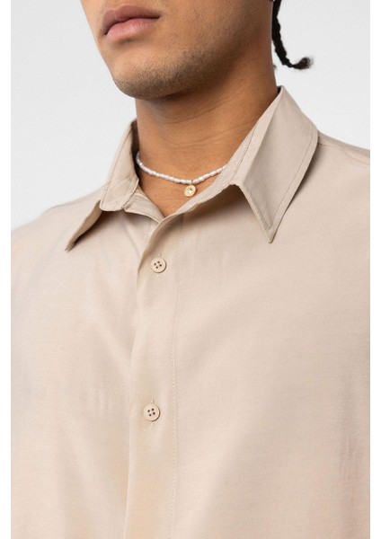 Oversize Modal Kumaş Gömlek Bej indirimleri