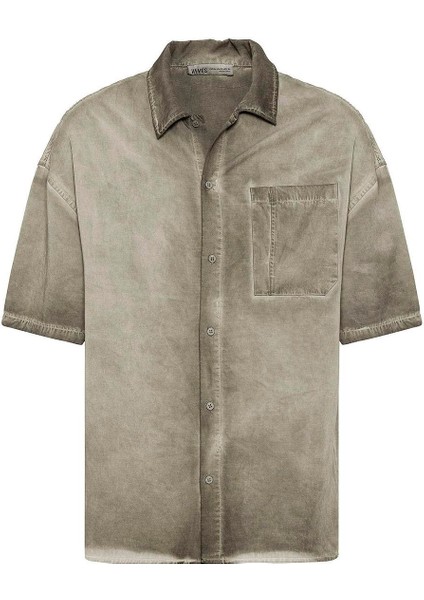 Yıkamalı Kısa Kollu Oversize Gömlek Haki fiyatları