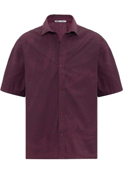 Oversize Yıkamalı Poplin Gömlek Bordo fiyatları