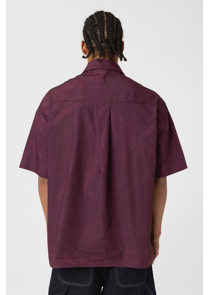 Oversize Yıkamalı Poplin Gömlek Bordo indirimleri