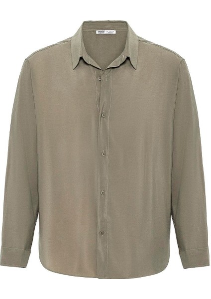 Oversize Modal Kumaş Gömlek Haki fiyatları