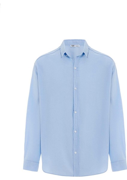 Basic Oversize Pamuk Keten Gömlek Mavi fiyatları