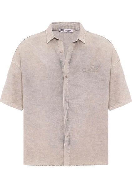 Arka Baskılı Tensel Oversize Gömlek Taş fiyatları